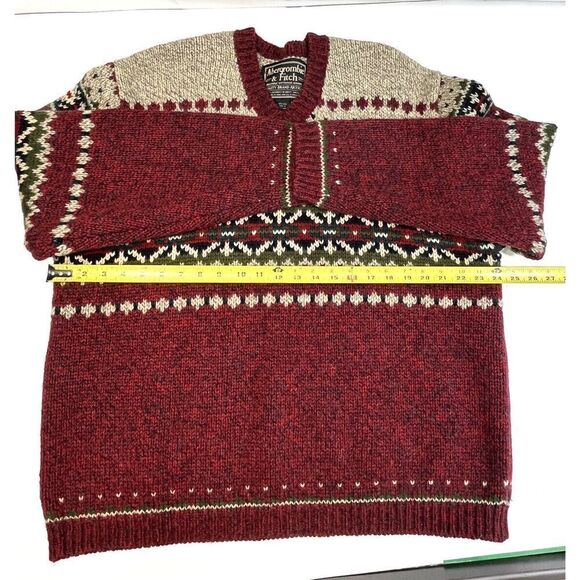 Vtg Abercrombie & Fitch Mens Nordic Fair Isle Sweater Size XL Chunky Knit Wool - Picture 9 of 14
